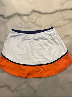 Lija White Tennis Skort with Orange Navy Trim